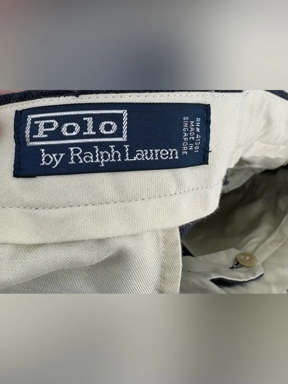 Polo Ralph Lauren Men’s 38x30 Navy Blue Pleated Wool Dress Pants Cuffed